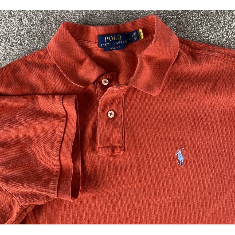 Polo Ralph Lauren Classic Fit Solid Light Red Polo Mens L Blue Pony Preppy Work - Picture 1 of 8